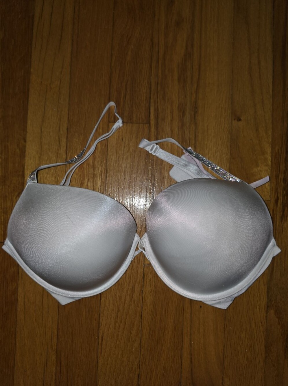 Victoria's Secret White Push-Up Bra with Sparkle Straps